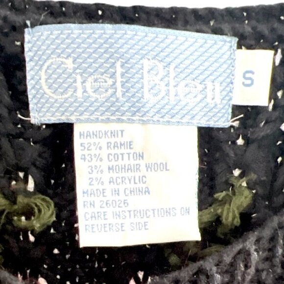 Vintage Hand Knit Embroidered Floral Cranberry Red Ribbed Waist Sweater Size S - Picture 5 of 5